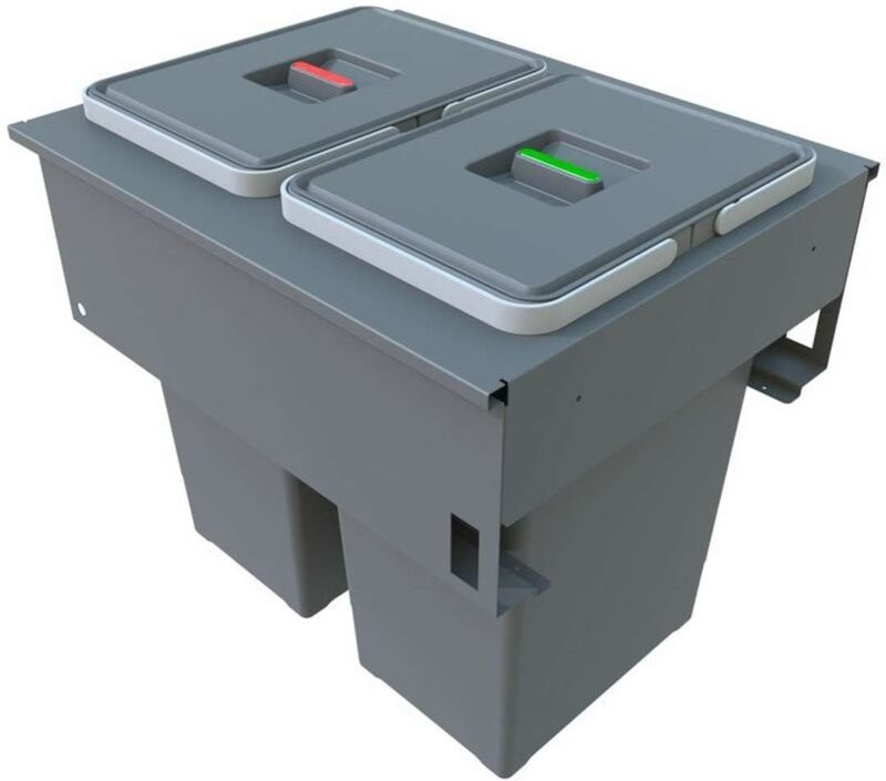 Elletipi - Square 2.0 - Eingebauter Abfallbehälter, geteilt, 48 l PA3 LEC5045B