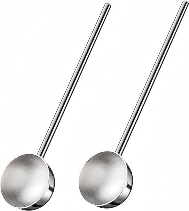 Tlily - Kleine Suppenkelle aus Edelstahl, Metall, tiefer Löffel mit Ausguss für Soße, 2 oz, langer Griff, Küche, Packung