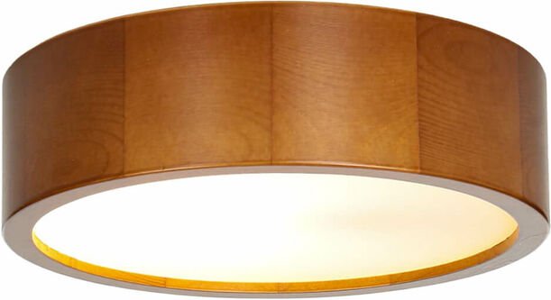 Deckenlampe rund 27 cm Holz Glas blendarm Schlafzimmer Wohnzimmer