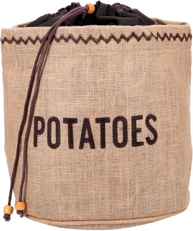 KitchenCraft Kartoffelsack mit blickdichtem Futter, Kartoffelsack, hessisch, 24 x 24 cm, braun