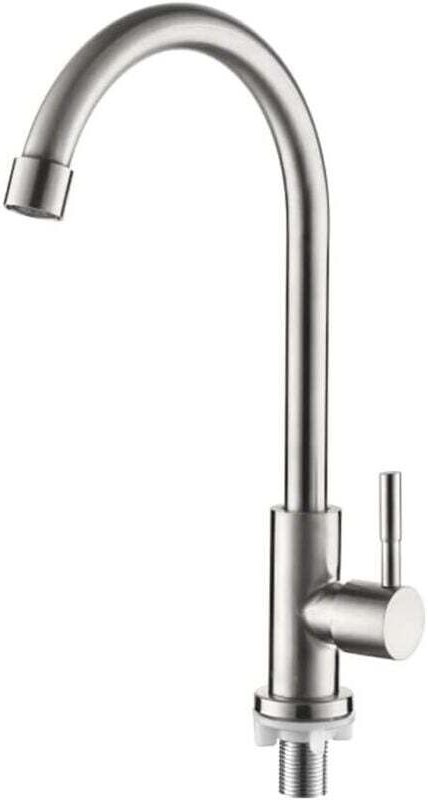 Küchenarmatur für Kaltwasser, 360° schwenkbarer Einhebelmischer, wassersparender Edelstahl, schlichtes und modernes Desi...