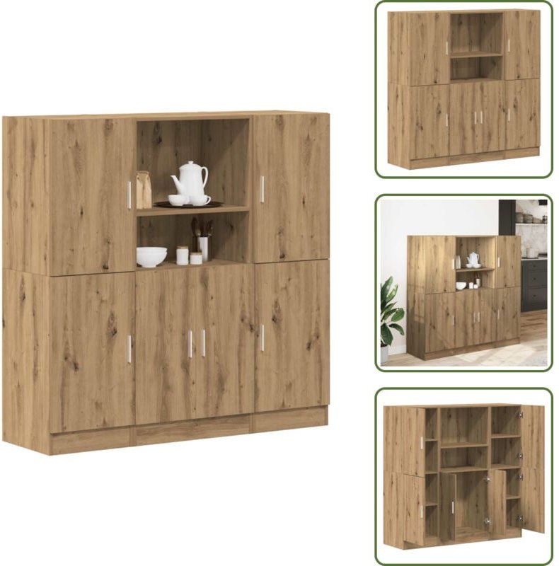 Holzschrank - vidaXL 3-tlg. Küchenschrank-Set Artisan-Eiche Holzwerkstoff - Küchenorganisation