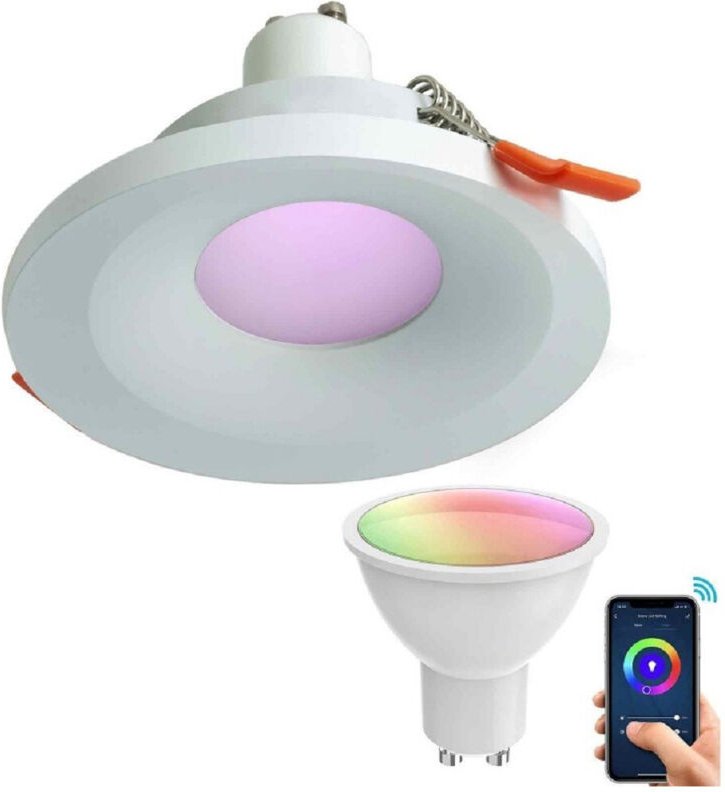 Trade Shop - smarter led-einbauscheinwerfer 65MM led 5W GU10 smart wifi rgb cct alexa google - Weiß
