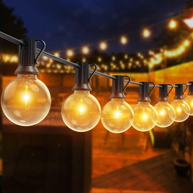 Guirlande Guinguette Extérieure, 30M led Guirlande Avec 50+2 Guirlande Ampoule Incassables, IP44 étanche Guirlande Guing...