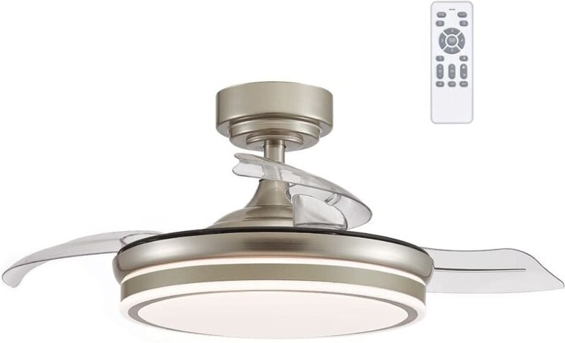 Moss Mini-LED-Ventilator mit klappbaren Flügeln aus Nickel, 46 w, 5520 lm, CCT-Dim