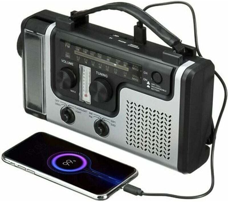 Tragbares Solarradio, Handkurbel-AM/FM/SW1/SW2-Radio mit eigener Stromversorgung, Dynamo-Wetterradio-Notfallgerät mit 4-...