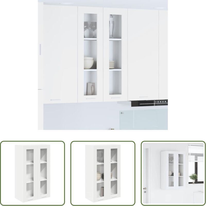 Küchenregal Holz - Hängeschrank mit Speicher Weiß 60 x 31 x 100 cm Holzwerkstoff