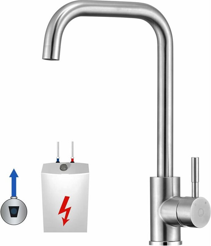 Cecipa - Niederdruck Armatur Küche, Küchenarmatur Niederdruck mit 3xG3/8 Anschlussschläuchen, Wasserhahn Küche Edelstahl...