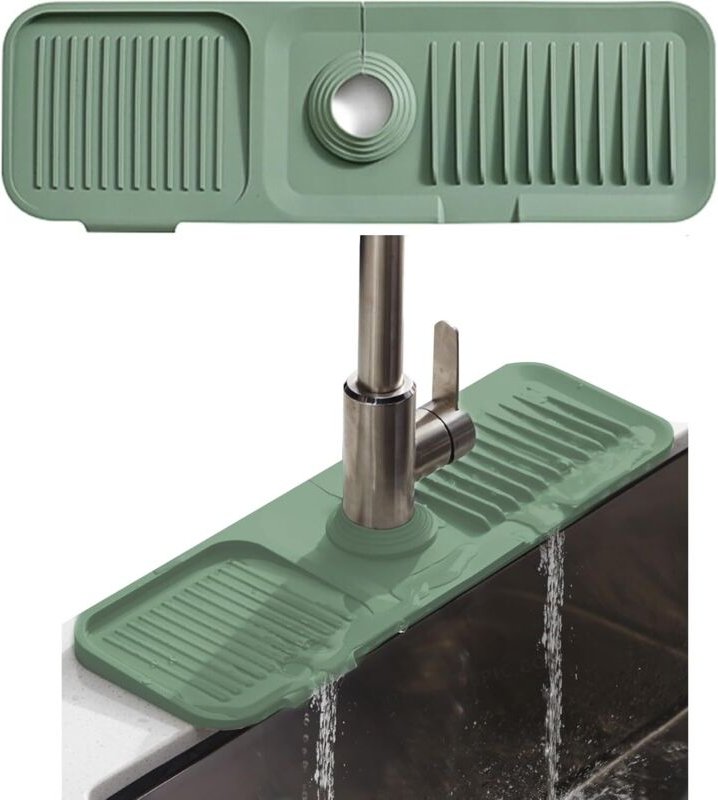 45 x 14 cm Silikon-Wasserhahnmatte, Wasserhahn-Spritzschutz, Silikon-Wasserhahn-Pads, Wasserhahn-Trockenmatte, Wassertro...