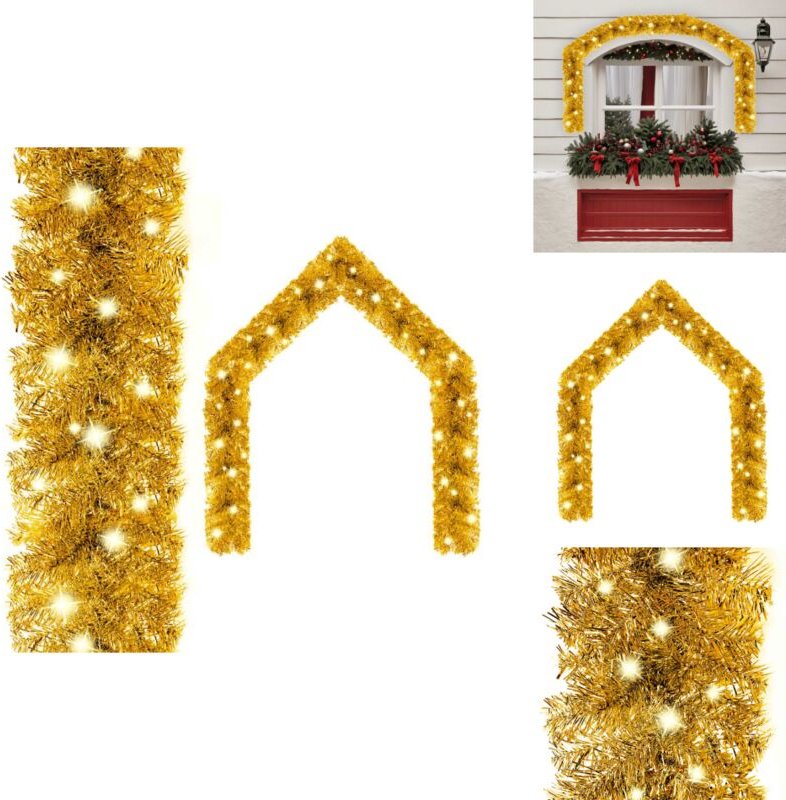 Weihnachtsgirlande mit led 10 m Golden - Weihnachtsdeko - Lichterkette - LED-Lichterkette - Goldene Beleuchtung - Christ...