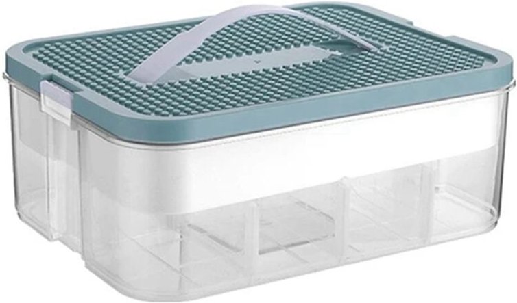 Kinder Bausteine Aufbewahrungsbox Stapelbar Spielzeug Organizer Aufbewahrungskoffer Verstellbarer Kleinigkeitenbehälter-...