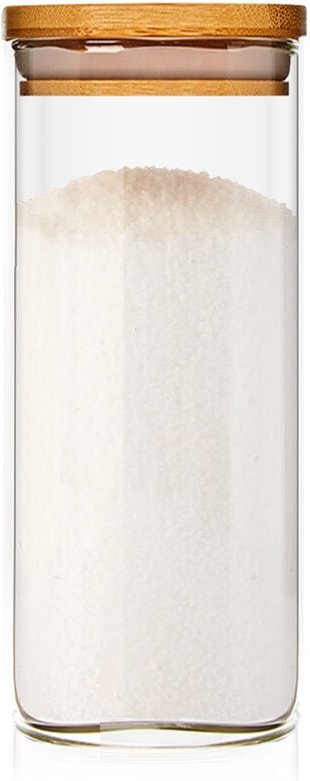 Klarstein - Eckiges Glas mit Bambusdeckel luftdicht mit Silikonring 6 x 15 cm 300 ml