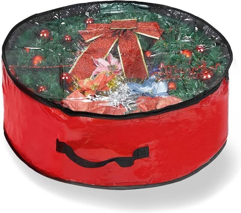 Aufbewahrungstasche für Kränze und Girlanden, wasserdichte Aufbewahrungstasche mit Griff, Aufbewahrungsbehälter für Weih...