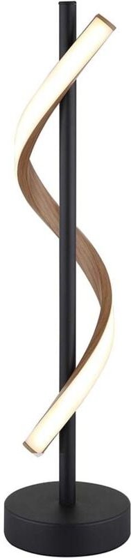 LED Tischleuchte Beistelllampe Leselampe Metall schwarz matt Holzoptik H 49,3 cm