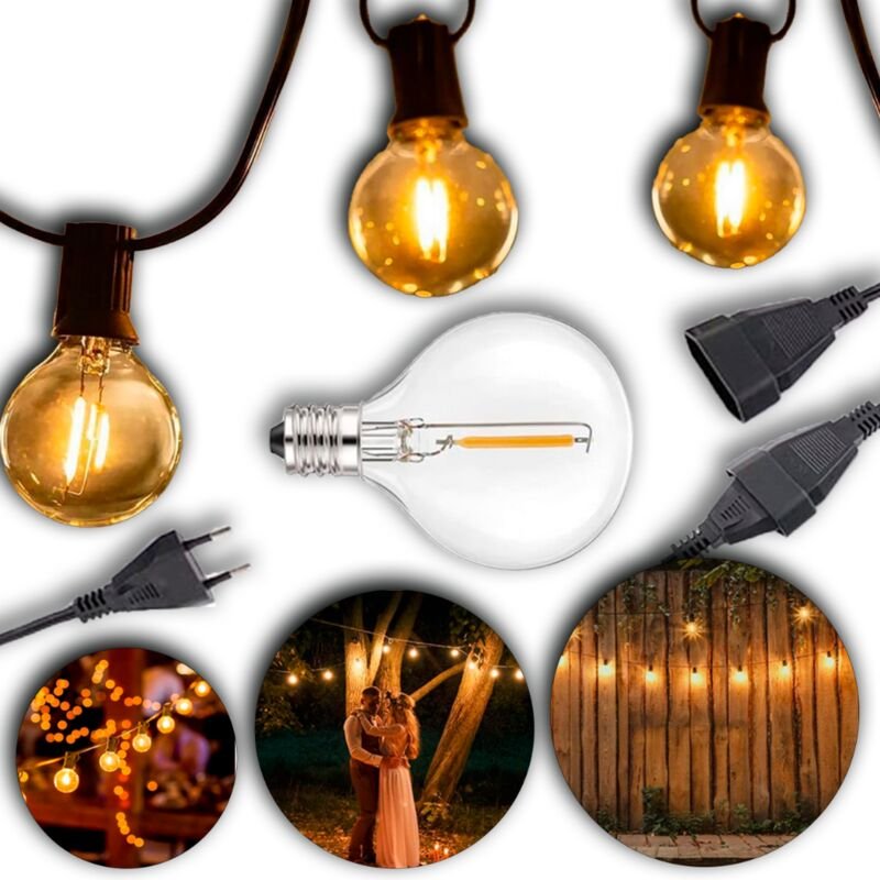 GARTENGARDELEITE 10M LED-Lichterkette 27+3 Teile 2200K