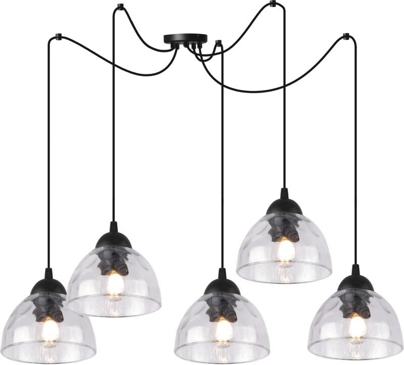 Venice Spider Hängelampe 5pln, Klarer Lampenschirm E27