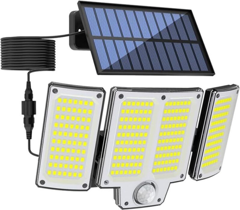 Solar-Wandleuchte mit 280 LEDs – Einstellbarer Bewegungssensor – 3 Beleuchtungsmodi – Außenstrahler für den Garten – Was...