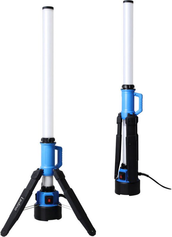 Ledino - led Lichtsäule Strahlersäule Arbeitsstrahler Alu Akku Schwarz Hybrid h 100 cm