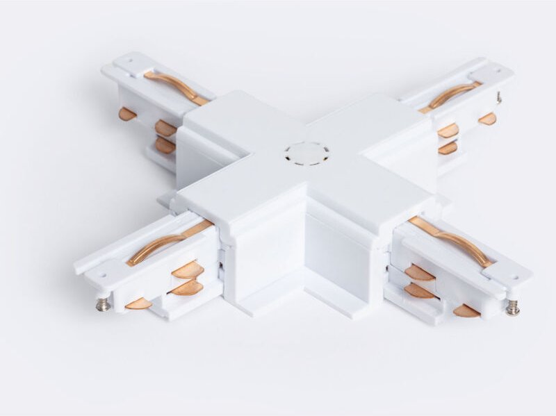 Ledkia - Verbinder Typ x für 3-Phasenstromschiene dali Track Einbau Aluminium Weiß