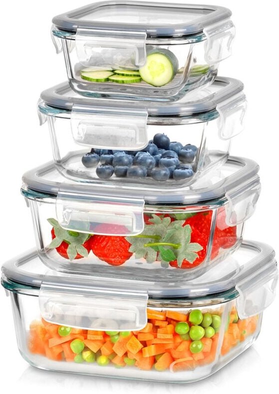 4x Hitzebeständiges Glas-Lebensmittelbehälter-Set für die Küche