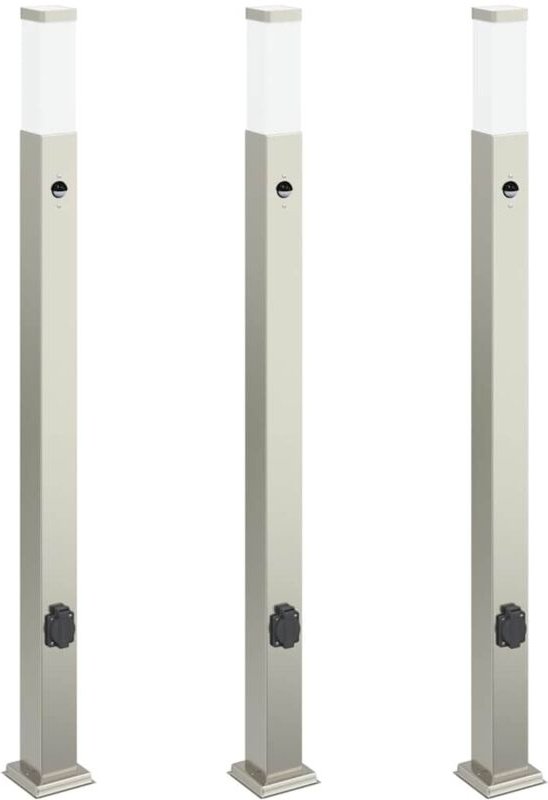Pollerleuchten mit Sensor&Steckdose 3 Stk. 110 cm Edelstahl IP44 vidaXL