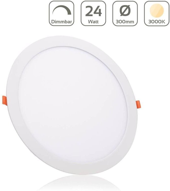 LED Panel Einbaustrahler rund weiss dimmbar - Lichtfarbe: Warmweiß 3000K - Ausführung: 24W Ø300mm Ausschnitt Ø285mm