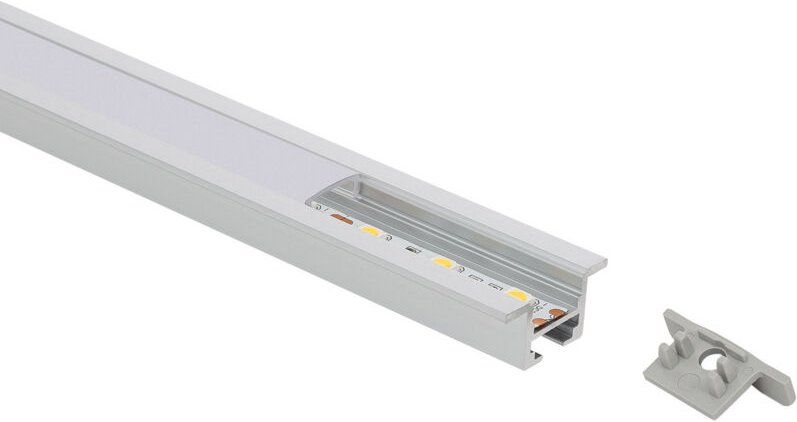Aluminiumprofil Einbau mit Clips und durchgehender Abdeckung für LED Streifen bis 12 mm mit durchgehender Abdeckung Alum...