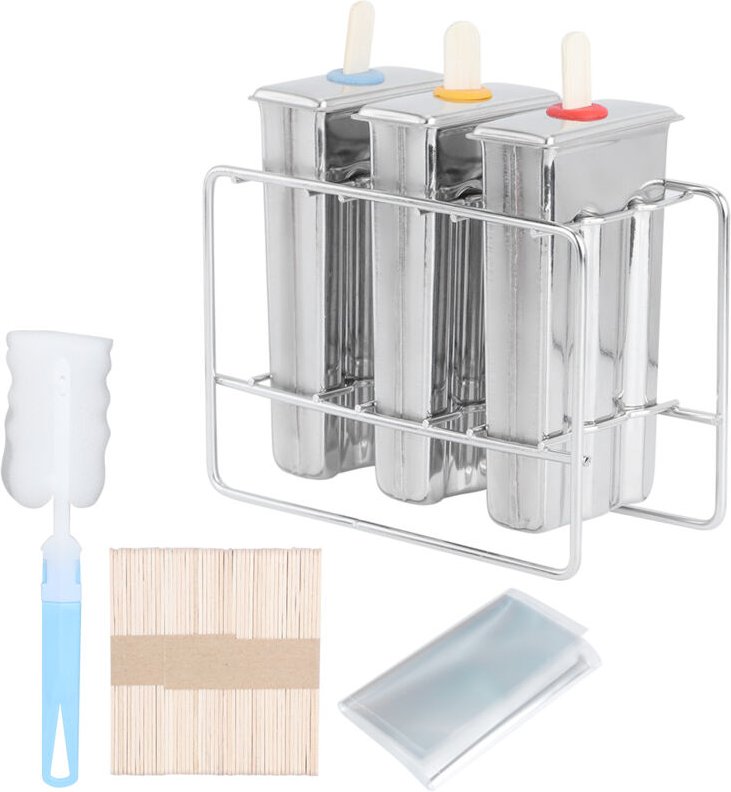 304 Formenreinigungsbürste Werkzeug Eiscreme Eis am Stiel Eis am Stiel Maschine mit Set Kit Edelstahl Form Brioche Forme...