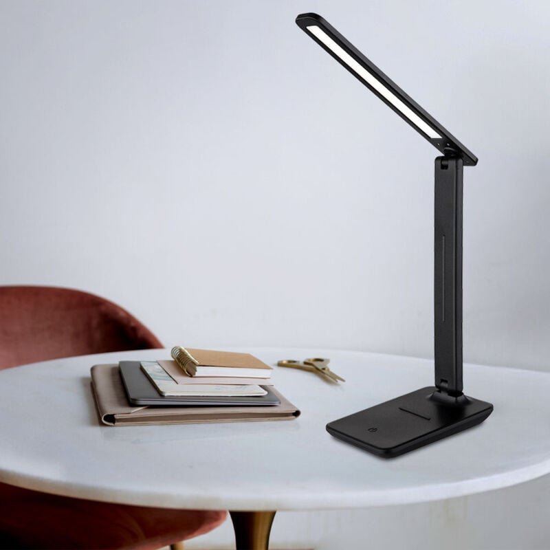 Led Tischleuchte Touch beweglich Tischlampe Touchdimmer Schreibtischleuchte cct schwarz, Kunstleder, 5W 570Lm, LxBxH 28x...