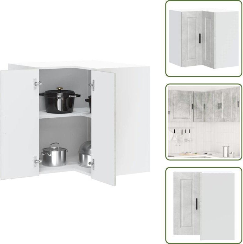 The Living Store Küchen-Eckhängeschrank Porto Betongrau Holzwerkstoff - Eckschrank