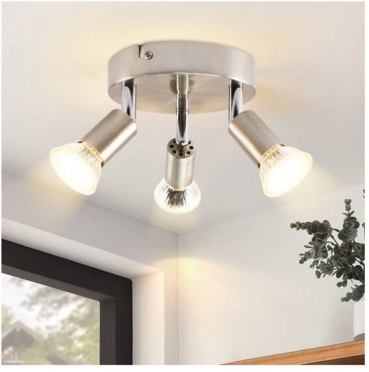 GBLY LED Deckenstrahler 3 Flammig GU10 - Spotleuchten Schwenkbar 350° Modern Flurlampe Nickel Metall Rund Deckenspot für...