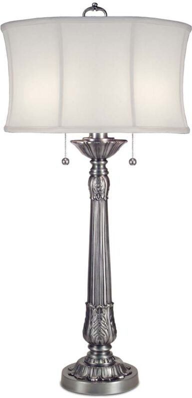 Tischlampe Schreibtischlampe Zink Zinn h 94 cm Wohnzimmerleuchte 2 Flammig