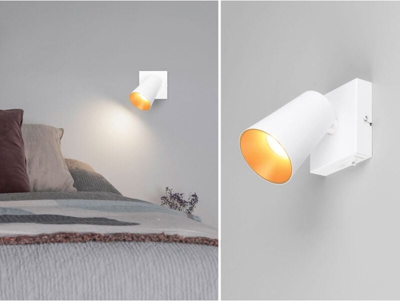 Led Wandstrahler Weiß Gold mit Schalter, Breite 10cm