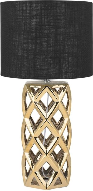 Tischlampe Gold Keramik 71 cm Stoffschirm Trommelform Schwarz Vasenform Geometriches Design Kabel mit Schalter Moderner ...