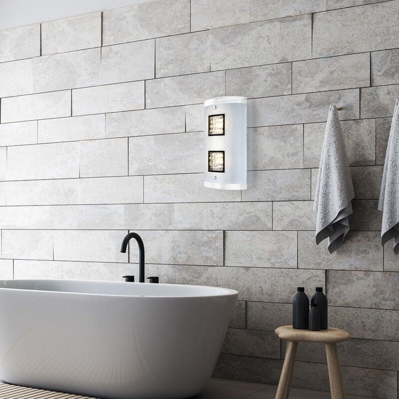 Wandleuchte Kristalle Wandlampe Chrom Glas Wohnzimmerleuchte Modern, Metall, 2x led 5W 251Lm warmweiß, BxH 18x30 cm