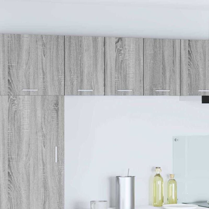 Hängeschrank mit Tür Riga Grau Sonoma und Weiß 30 x 31 x 40 cm vidaXL