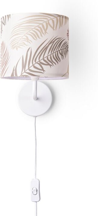 Tischlampe Schreibtischlampe Wandlampe Stoff Nachttisch E14 Blumen Jungle Deko Wandleuchte - Weiß, Design 1 (Ø18 cm) - P...