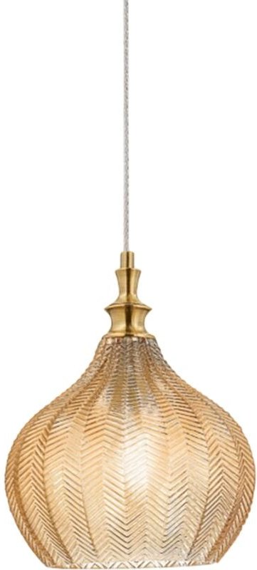 Cleofe Pendelleuchte Braunglas/Messing – Ø23 cm, E27 max. 60W, IP20, Vintage-Stil, Leuchtmittel nicht inkl.