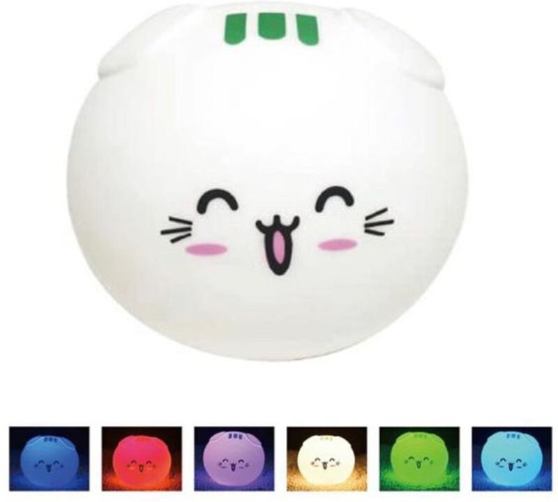 Rgb-Led-Tischlampe Mit Touch-Funktion, Katzenmotiv, Aus Weichem Silikon, Für Kinder