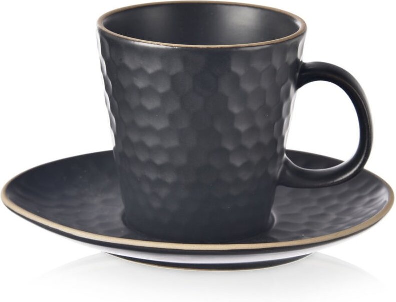 Schwarze Espressotasse und Untertasse aus Keramik TEA TIME 95 ml