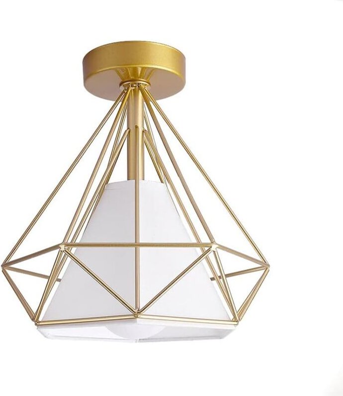 Vintage-Industrie-Deckenleuchte, schwarz-goldene Käfig-Metall-Deckenleuchte mit E27-Fassung, moderner Kronleuchter, für ...