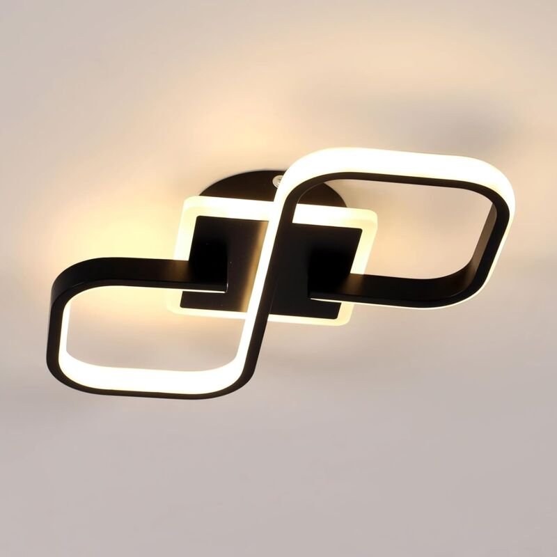 Moderne LED-Deckenleuchte Wohnzimmer 30W 4050LM, Schwarze LED-Deckenleuchte, 40,5CM Quadratische Acryl-LED-Deckenbeleuch...