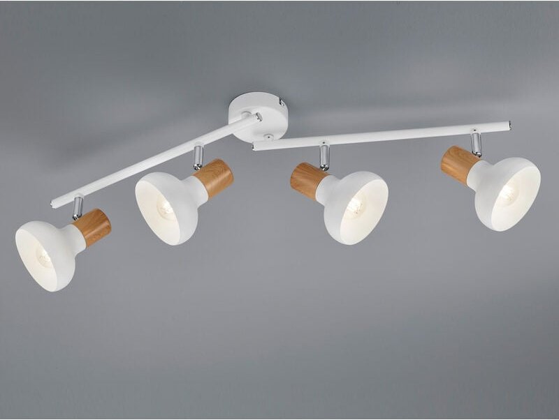 Reality Leuchten - Deckenstrahler latika aus Metall in Weiß & Holzoptik, Breite 71cm