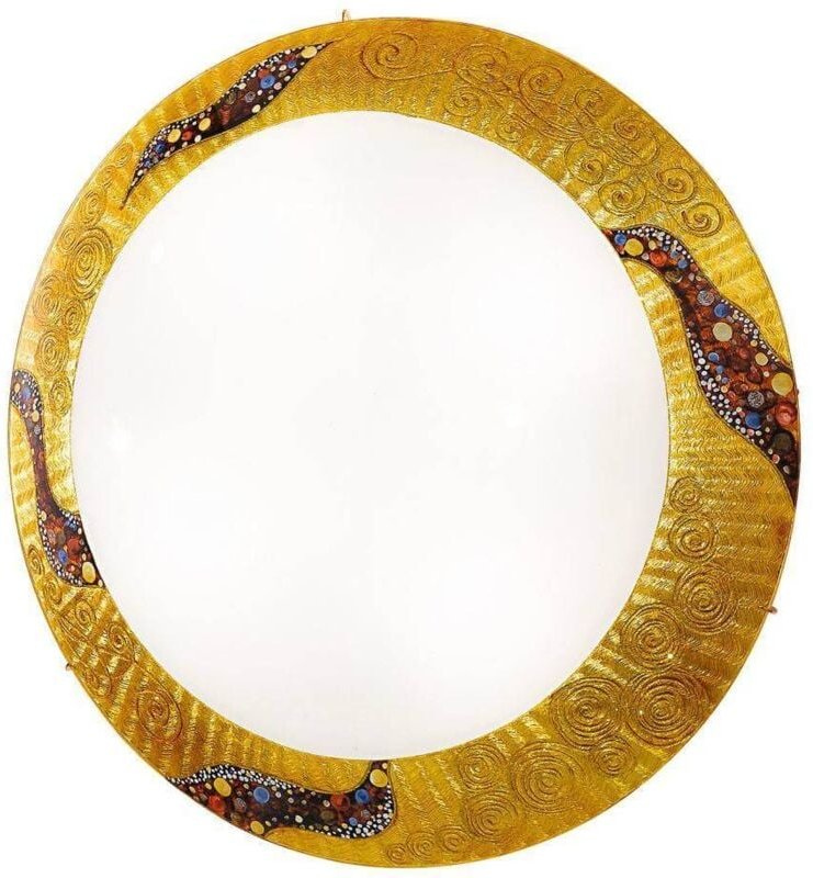 Kolarz SERENA - Designer Glass Patterned Flush Deckenleuchte Poliertes Gold - Kiss Gold Pattern, 3x E27