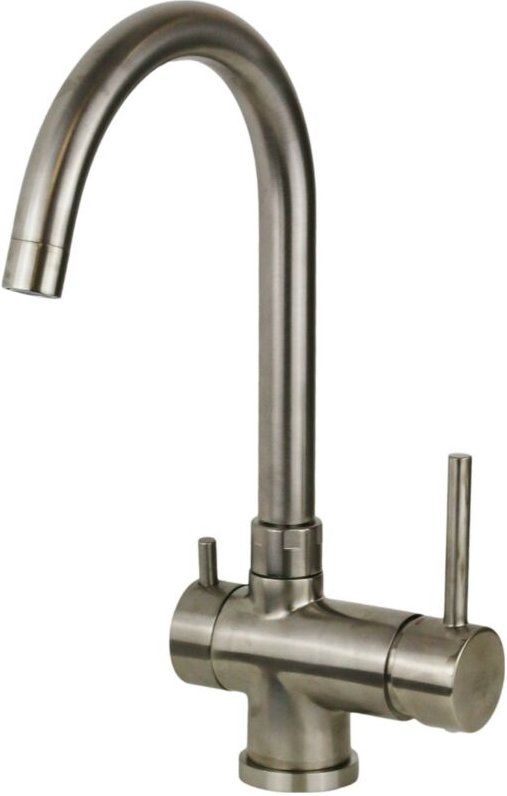 Spültischmischer aus gebürstetem Stahl mit Einlass für gereinigtes Wasser und schwenkbarem Auslauf Paffoni Stick SK190ST...