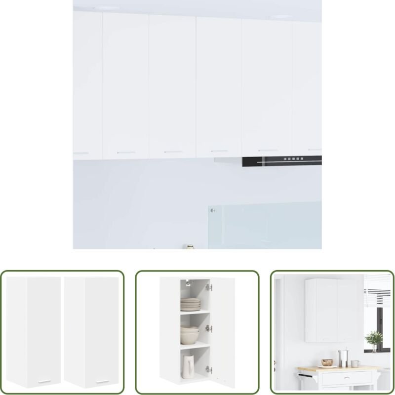 vidaXL Küchenorganisation - Hängeschrank mit Tür 2 pcs Weiß 30 x 31 x 80 cm Holzwerkstoff