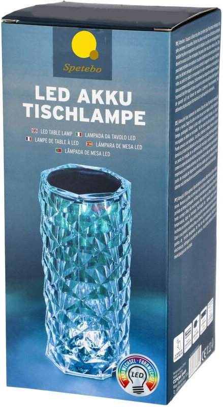 Led Akku Touch Leuchte aus Acryl Kristall mit Fernbedienung - 21 x 9 cm - Tischleuchte im Diamond-Design mit Farbwechsel...