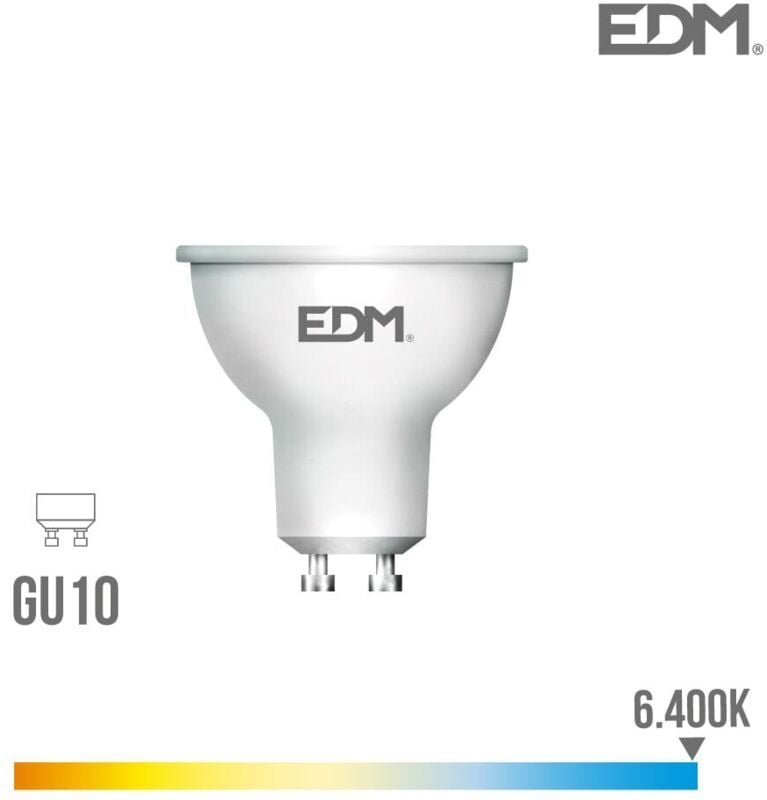 EDM - Dichroitische LED-Glühbirne gu10 8 w 600 lm 6400 k Kaltlicht 120 ° ø5 x 5,5 cm
