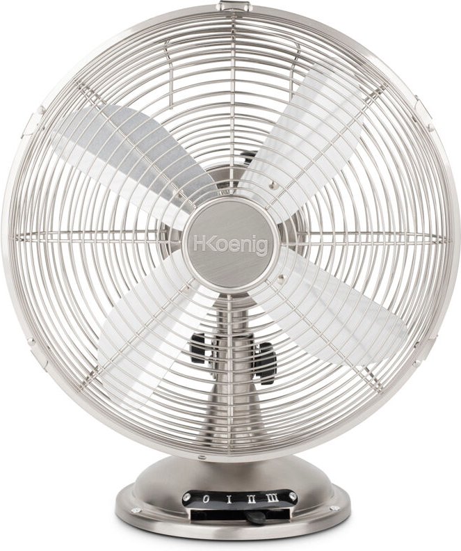 HKoenig JOE48 Tischventilator aus Metall, Leistung 35 W, 2 Positionen: Fest und 90°-Schwenkbewegung, 3 Geschwindigkeiten...