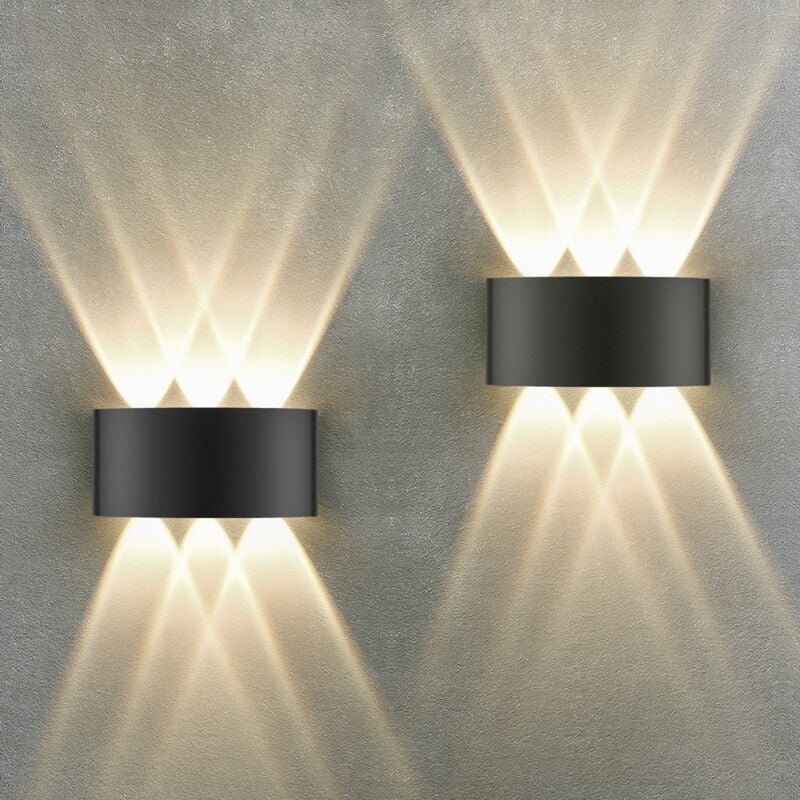 Led Wandleuchte Up Down Außenwandleuchte Schwarz IP65 2PCS